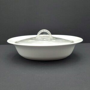 Corning White Flora 1.25 Qt Covered Casserole Casual Elegance L-31 Oval Dish
